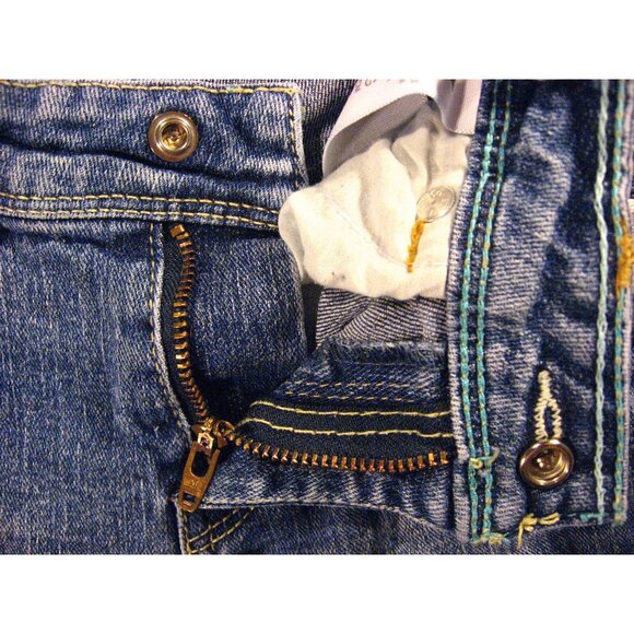 LEVIS GIRLS CUTOFF JEAN SHORTS W 20 MEASURED Tag 6X Kids Adjustable Waist Blue - Picture 4 of 9